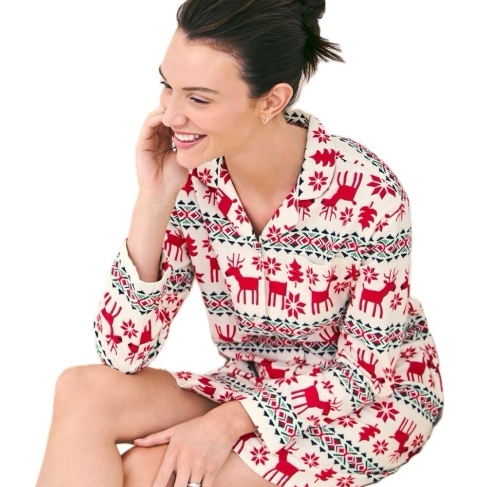 Hanna Andersson Women's Holiday Flannel Night Shirt, Size XS